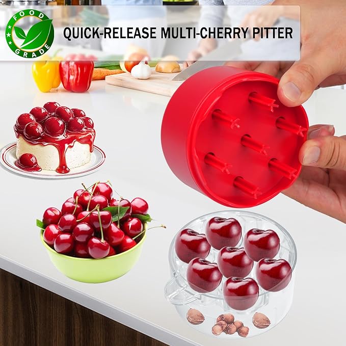 Cherry Pitter Tool Pit Remover, Multiple Cherry Seed Remover, 7 Holes Cherry Stoner Pitter Quick Release, Multiple Cherry Pit Remover Cherries Jam