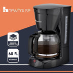Newhouse Electric Coffee Machine NHCM-001-12, 12-Cup Coffee Maker with Auto Shut Off, Electric Pot with Metal Mesh Coffee Filter Basket, ETL Certified for Hospitality and Residential Use