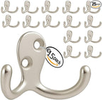 Coat Hooks Wall Hooks for hanging - 15 pack Silver Double Prong Hook Wall Mounted - Great for Living Room, Bedroom, Kitchen, Closet for Coat, Bag, Towel, Hat, Key, Cup, Heavy-Duty, Easy to Install