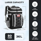 Maelstrom Backpack Cooler,Soft Lightweight Leakproof Cooler Backpack,50 Can Insulated Cooler Bag,Keeps 50 Cans Hot/Cold for Up to 16 Hours,Waterproof Lunch Bag for Men Women-Black