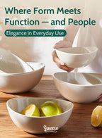 Sweese Porcelain Bowl Set - Serving, Prep, Salad, Dishwasher Microwave Safe, 10/18/28/42 oz, White Grey