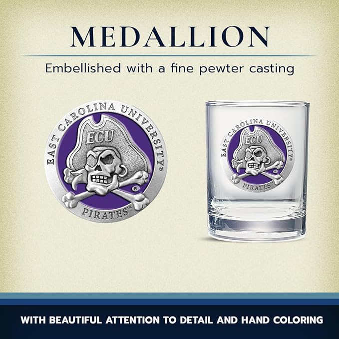 Heritage Pewter East Carolina Double Old Fashion | Double Rocks Glass 14 OZ for Liquor | Expertly Crafted Pewter Glass