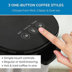 Kenmore Single Serve Coffee Maker With Stainless Steel Travel Mug, Capsule/Pod & Ground Coffee Brewing, K Cup Compatible, Hot & Iced Coffee Machine, 6 to 14 Oz Brew Sizes, Auto Shut-Off, Black