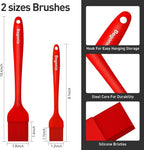 Begonia Silicone Basting Pastry Brush-2pcs Heat Resistant Cooking Brush for Oil, Sauce, Butter, BBQ, Grill and Marinade, BPA Free, Dishwasher Safe （Red）