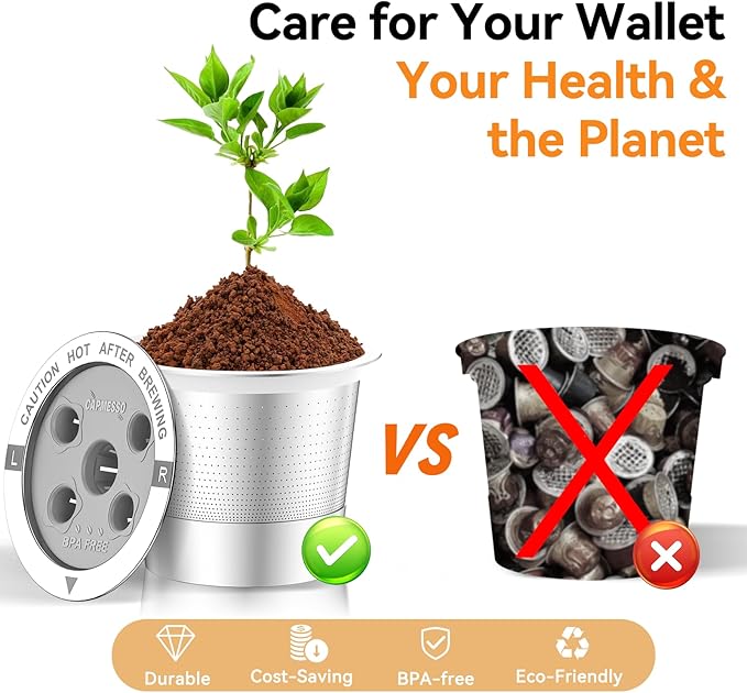 CAPMESSO Reusable K Cups for Keurig: 2025 Updated My K cup Metal Coffee Filter Refillable Coffee Pods with 5 Holes - for K Supreme/K Slim/K-Duo Gen2/K-Brew Chill with MultiStream Technology (1 Pack)