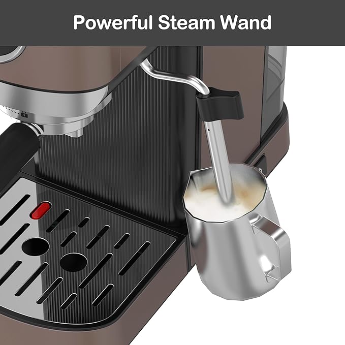 VEGETA Coffee Machine, 1350W Espresso Machine with Milk Frother, 20 Bar Coffee Espresso Machine for Cappuccino, Latte, Brown