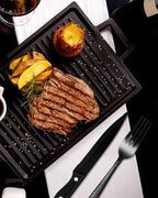 EUIRIO 48-Piece Black Hammered Silverware Set for 8, Stainless Steel Flatware Set with Steak Knives, Mirror Polished Tableware Cutlery Set, Include Forks Spoons and Knives Set, Dishwasher Safe