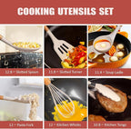 RAXCO Utensil Sets,18-Piece Knifes and cutting board,Silicone Cooking Tools and Kitchen Accessories,Straw