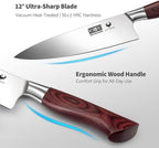 7-Piece Knife Set with Block - High-Carbon Stainless Steel Kitchen Knife, Ultra Sharp Professional Chef Knives with Sharpener