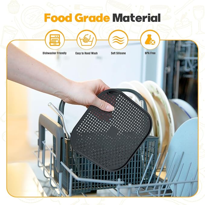 2 PCS Silicon Splatter Shield for Ninja Crispi Air Fryer Heat-Resistant Splash Guard,for Ninja Crispi Accessories,Crisp Containers,Crispy Replacement Parts Protects Kitchen from Oil– Black