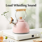 ROCKURWOK Tea Kettle, Tea Pot with Cool Touch Ergonomic Handle, Teapot Food Grade Stainless Steel, Tea Kettle Stovetop, Kettle Teapot, Whistling Tea Kettles, Small Tea Pot, 1.6 Quart (Pink)