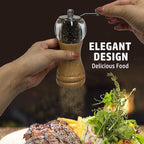 Wooden Pepper Salt Grinder Set Manual Pepper Mill Set Classical Hand Shake Ceramic Blades Metal Handle