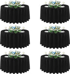sancua 120 Inch Round Tablecloths Black, 6 Pack - Circle Fabric Cloth Table Cloths for Wedding Party Reception Banquet Birthday, Washable Polyester Table Cover (Fit 30-72 Inch Tables)