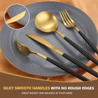 Matte Black Gold Silverware Set, Oliviola 40-Piece Stainless Steel Flatware Cutlery Set Service for 8, Satin Finish Kitchen Utensil Set, Dishwasher Safe