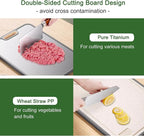 Titanium Cutting Boards for Kitchen,Double Sided Titanium & Wheat Straw PP Chopping Board for Meat, Vegetables, Fruits, Cheese,Bread, Knife Friendly,Dishwasher Safe,Easy to Clean (15.1"*10.4"*0.59")