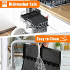 Silicone Grill Mat Compatible with Blackstone, Silicone Griddle Tools with Drip Pad, Spatula Mat for Outdoor Grill Kitchen Counter (Black)