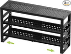 Expandable, Stackable, Adjustable Spice Rack Kitchen Organizer,Metal Pantry Storage Shelves - Multi-Tier Shelf for Cabinet, Countertop, Pantries, Cupboard or Wall Mount,Black