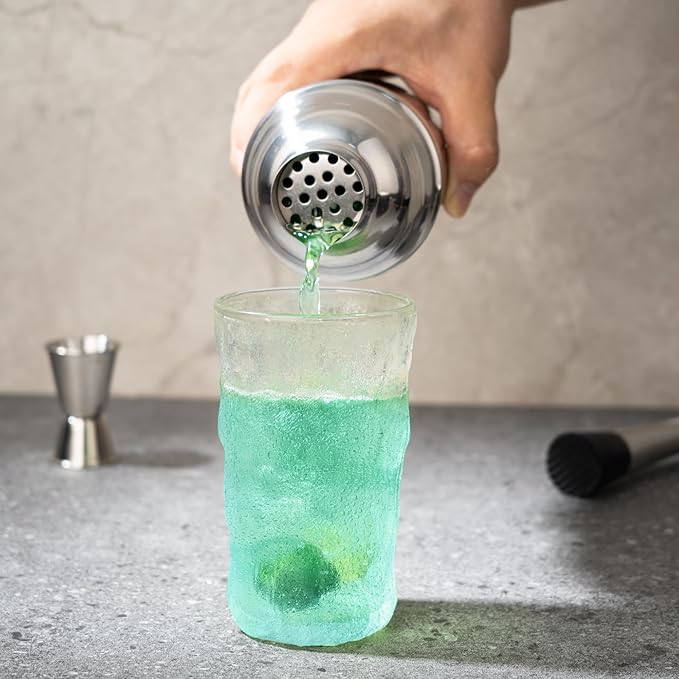 7-Piece Cocktail Shaker Set, 24oz Shaker Strainer Muddler Jigger Mixing Spoon Pourers, Bartender Kit, Bar Accessories, Stainless Steel Bar Set