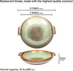 Round Casserole Dish Set of 2, 30 oz Ceramic Au gratin Baking Dish, Baking Pan with Handles or for mixing, salad, pasta bowl, Best gift for those who love baking, Microwave, Oven safe