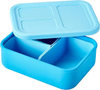 LunchBots Build -a- Bento Lunch Box, Silicone Bento Box for Kids, Multi-Compartment Lunch Container, Oven & Dishwasher Safe, BPA Free, 28 oz - Light Blue