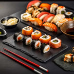 4 PCS 12x8 Inch Slate Cheese Board - Natural Black Stone Slate Charcuterie Boards Serving Tray - Gourmet Serving Platter Tray for Meat Cheese Sushi Bread Pastry Appetizers