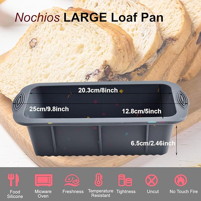 Silicone Bread Loaf Pan Set of 2, Non-Stick Easy Release Rectangle Cake Bakeware, BPA Free, For Oven, Homemade Bread, Toast, Brownie, Meatloaf