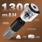 Portable Electric Coffee Grinder，Automatic Coffee Grinder with USB Type-C wireless charging design，Adjustable Coarse to Fine for coffee beans, grains, cleaning brush + cable Includes