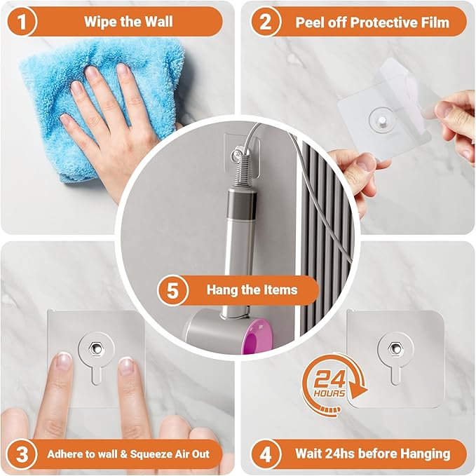 Shower Hooks for Inside Shower, 20 Packs Wall Hangers Without Nails,Adhesive Wall Hooks 13 lbs Load Max, Bathroom WallSticky for Hanging Towels