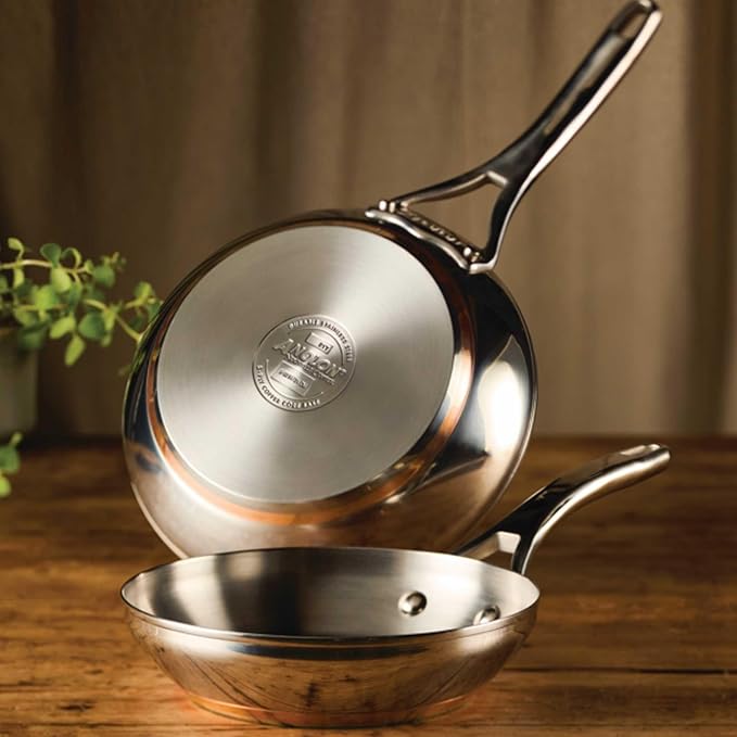 Anolon Nouvelle Stainless Stainless Steel Frying Pan Set / Fry Pan Set / Skillet Set - 8 Inch and 9.5 Inch , Silver