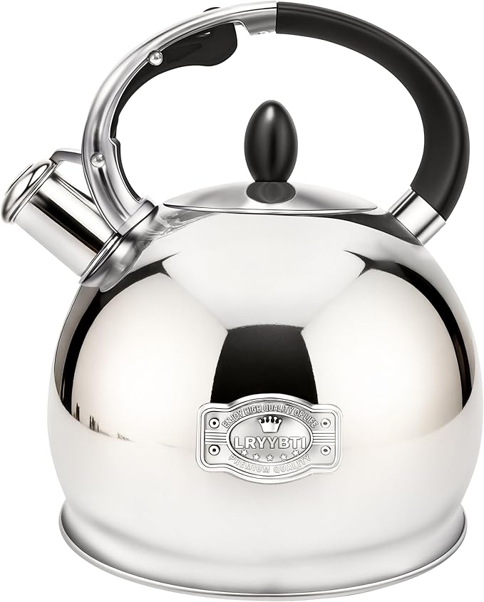 Whistling Tea Kettle for Stovetop, (2.64 Quart-Mirror） Food Grade Stainless Steel Teapot of 5-layer base