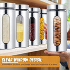 6 Pack Kitchen Canisters Set Airtight Coffee Sugar Tea Candy Storage Jars with Window Glass Stainless Steel Containers with Lids for Flour Cookies Spices Grains Kitchen Decorations(44 oz)