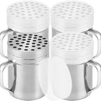 CUSINIUM 6oz Metal Parmesan Cheese Shakers with Large Holes - With Handle - Chili Flakes Dispensers - Pizza Shakers - Pack of 4 | Style: Coarse