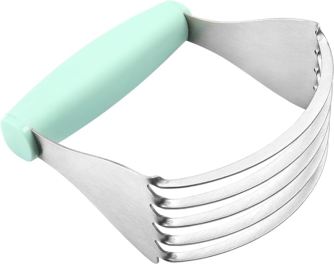 Spring Chef XL Dough Blender For Baking, Heavy Duty Manual Dough Mixer, Stainless Steel Pastry Cutter with Sharp Blades, Pastry Blender for Easy Mixing, Dishwasher Safe - Mint