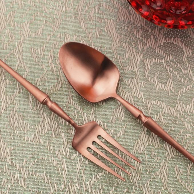 Gugrida Unique Flatware Set - 5 Piece Iridescent Silverware Sets | 18/10 Stainless Steel Reusable Cutlery Set | Luxury Rose Gold Utensils Service For 1 with Dessert Fork, Knife, Spoon, Dinner Fork