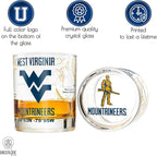 Greenline Goods – University of West Virginia Mountaineers College Whiskey Glasses (Set of 2), 10 oz – Full-Color Logo + Campus Map