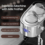 Espresso Machine 20 Bar, Professional Stainless Steel Coffee Maker with LCD Display, Steam Wand, 45oz Removable Water Tank, for Espresso, Cappuccino, Latte at Home or Office, Black