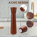 Wooden Pepper Grinder,Pepper Mill Wood 10In–Salt Grinder Refillable,Pepper Grinder Manual Adjustable Ceramic Rotor,Easy Refill,Salt and Pepper Shakers with Coarseness Control 1-Pack