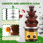 4 Tiers Chocolate Fountain Machine Upgraded Professional Fondue Fountain Easy Cleaning Hot Nacho Cheese Fountain for Party, Gathering, Wedding, Rental