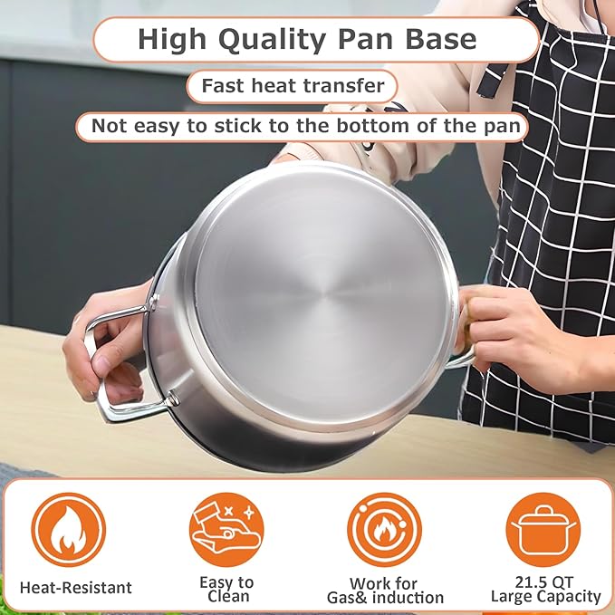 21.5QT Stainless Steel canning pot with rack and lid & canning kit set,water bath canner for canning Beginners,7 pcs Canning Supplies Kit,Compatible with natural gas and induction cookers