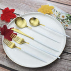 JASHII Silverware Set 36 Piece Food Grade Stainless Steel Flatware Set Fork Spoon Knife Utensils for Daily Use and Party, Service for 6 Anti Rust, Safe in Dishwasher (Matte White handle gold)