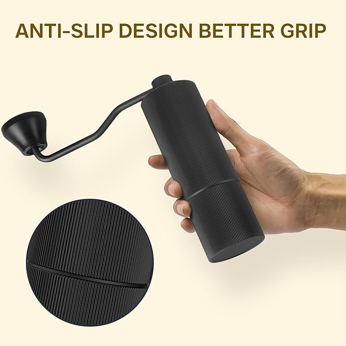 Mini Manual Coffee Grinder, 40 Adjustable Settings, Portable Hand Mill with 30g Capacity, Conical Burr for Espresso, Pour Over, Travel, Camping, Office (Black)