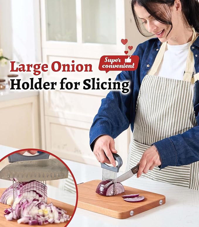 Onion Slicer PRO | Onion Cutter | Holder for Slicing | Lemon Vegetable Cutter for Potato and Tomato, Avocados, Eggs, Food Slicer Assistant Tool for Slicing Fruit and Meat