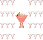 LEMONSODA Hobnail Pink/Clear Martini Glasses Vintage Cocktail Glasses (9oz) for Martini, Cocktail, Margarita, Cosmopolitan, Manhattan (2229)(Pink, Set of 24)