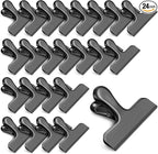 24 Pack Chip Clips, Stainless Steel Bag Clips for Food, Chip Bag Clip Heavy Duty, Food Clip Ideal for Kitchen Office Storage(Black)
