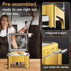 Chafing Dishes for Buffet, 6QT Square Stainless Steel Chafing Dish with Transparent Hydraulic Lid, 304 Food Pan, Buffet Warmer for Parties and Events (Golden)