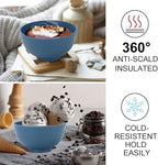 wheat straw dessert bowls 10oz set of 8 - Unbreakable snack Bowls Dishwasher Safe - Handy Bowls for Ice Cream,Yogurt and Fruits. Blue