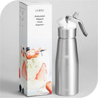 CURTA Professional Whipped Cream Dispenser, Premium Aluminium Cream Whipper, Cream Maker with 3 Decorating Tips, 500ml / 1 Pint Canister, N2O Chargers (Not Included) …