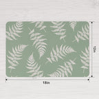 QIYI Placemats Set of 4, 12x18 Inch PU Leather Place Mats for Kitchen Dinning, Heat Resistant Anti Slip Green White Table Mats, Waterproof Wipeable Washable Placemat Party Table Décor, Fern Leaves