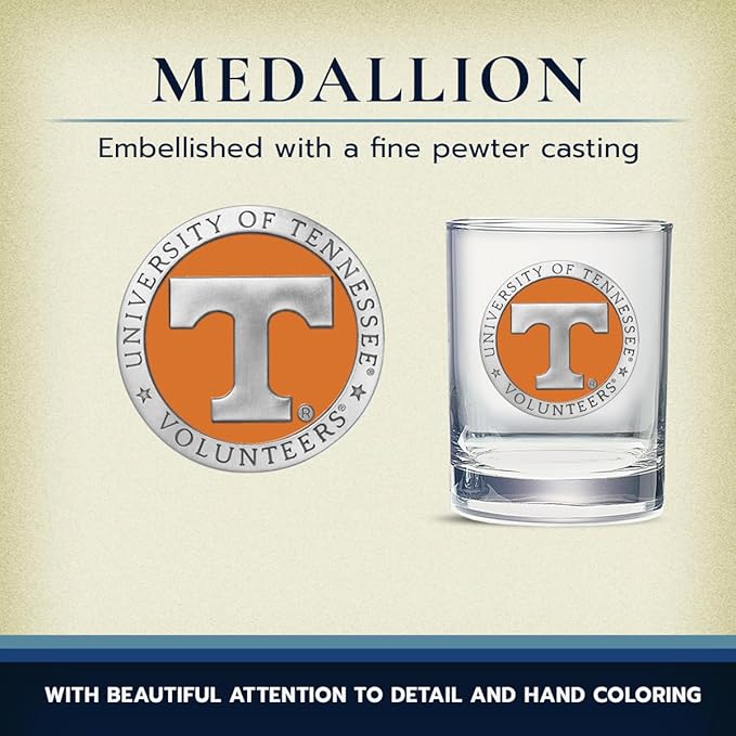 Heritage Pewter Tennessee Double Old Fashion | Double Rocks Glass 14 OZ for Liquor | Expertly Crafted Pewter Glass