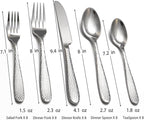 Hammered Silverware Set, 40 Piece Stainless Steel Heavy Duty Flatware Set for 8, Food-Grade Tableware Cutlery Set for Home Restaurant, Mirror Polished, Dishwasher Safe